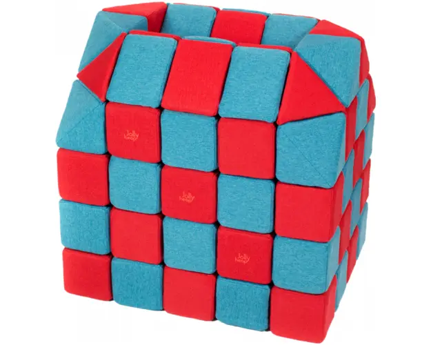 Cuburi CREATIVE Magnetice, JollyHeap, 100 cuburi, Rosu-Bleu