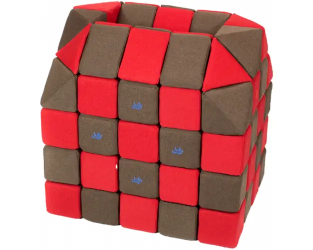 Cuburi CREATIVE Magnetice, JollyHeap, 100 cuburi, Rosu-Maro