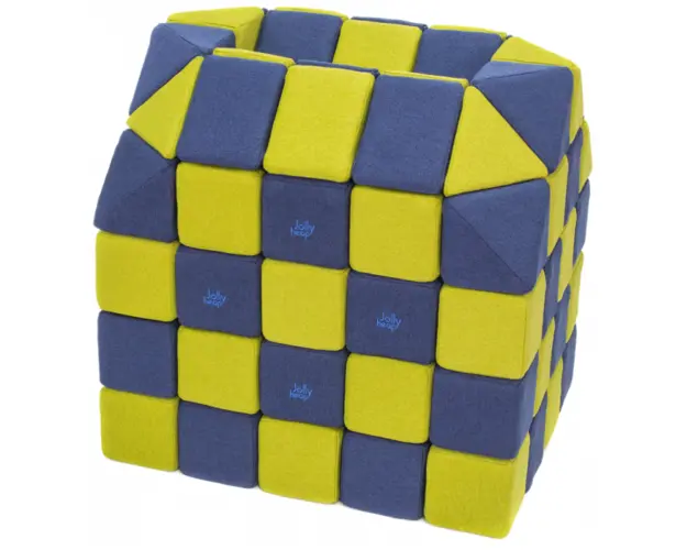 Cuburi CREATIVE Magnetice, JollyHeap, 100 cuburi, Verde-Albastru
