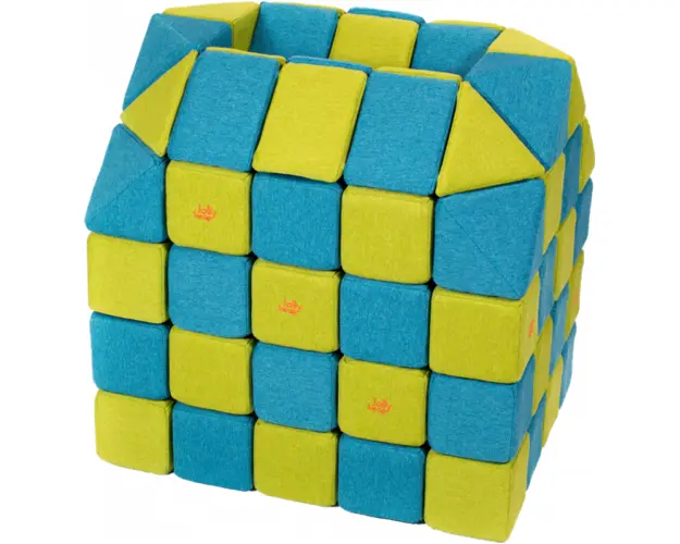 Cuburi CREATIVE Magnetice, JollyHeap, 100 cuburi, Verde-Bleu