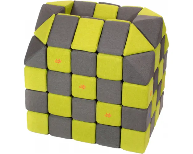 Cuburi CREATIVE Magnetice, JollyHeap, 100 cuburi, Verde-Gri Inchis