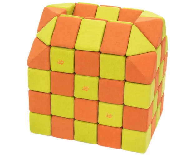 Cuburi CREATIVE Magnetice, JollyHeap, 100 cuburi, Verde-Portocaliu