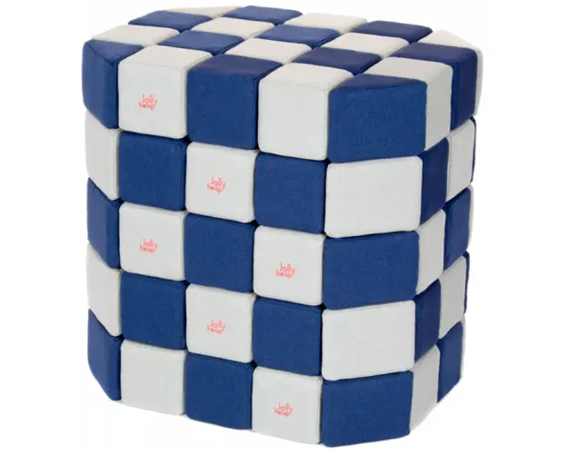 Cuburi Magnetice Basic de joaca, JollyHeap, 100 cuburi, Alb Fildes-Albastru