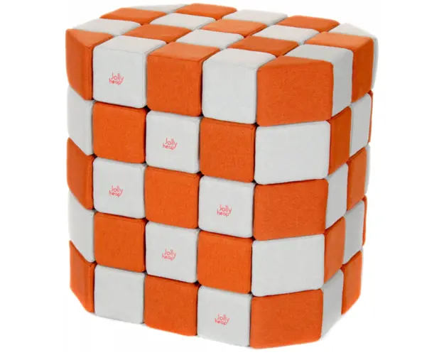 Cuburi Magnetice Basic de joaca, JollyHeap, 100 cuburi, Alb Fildes-Portocaliu
