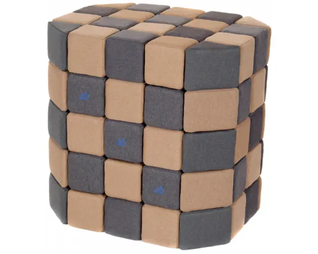 Cuburi Magnetice Basic de joaca, JollyHeap, 100 cuburi, Bej-Gri Inchis