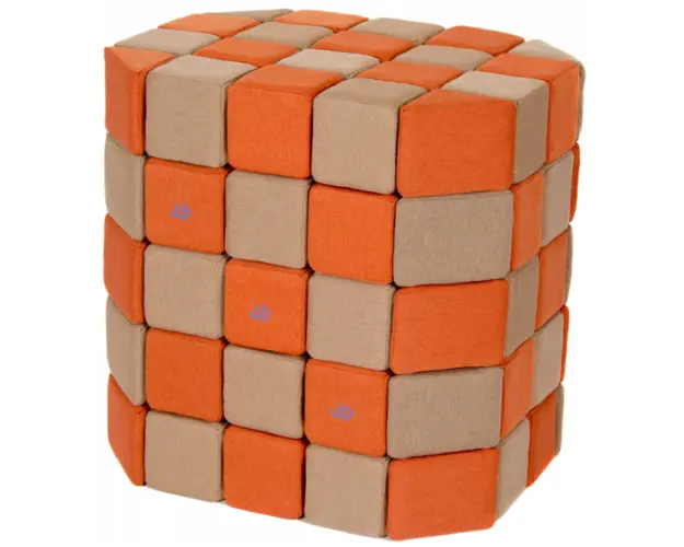 Cuburi Magnetice Basic de joaca, JollyHeap, 100 cuburi, Bej-Portocaliu