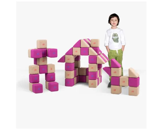Cuburi Magnetice BASIC de joaca, JollyHeap, 100 cuburi, Diverse culori