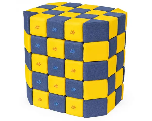 Cuburi Magnetice Basic de joaca, JollyHeap, 100 cuburi, Galben-Albastru