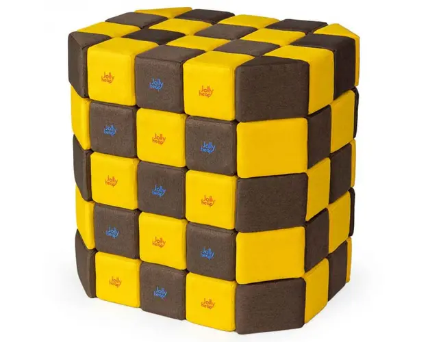 Cuburi Magnetice Basic de joaca, JollyHeap, 100 cuburi, Galben-Maro