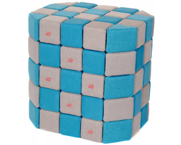 Cuburi Magnetice Basic de joaca, JollyHeap, 100 cuburi, Gri-Bleu