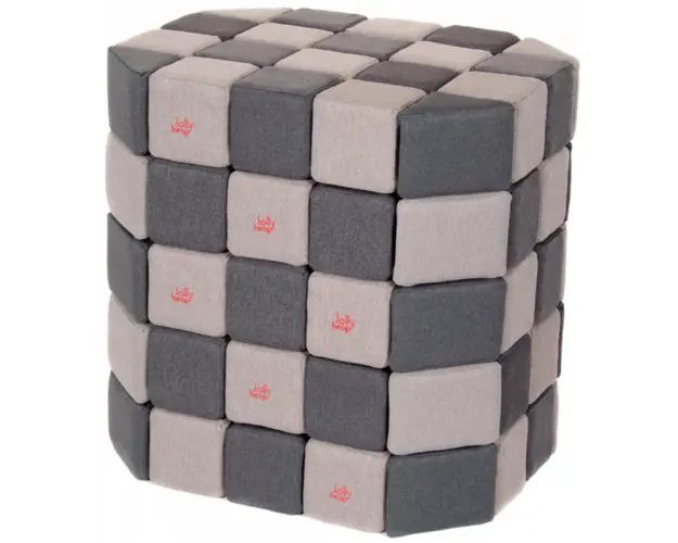 Cuburi Magnetice Basic de joaca, JollyHeap, 100 cuburi, Gri-Gri Inchis