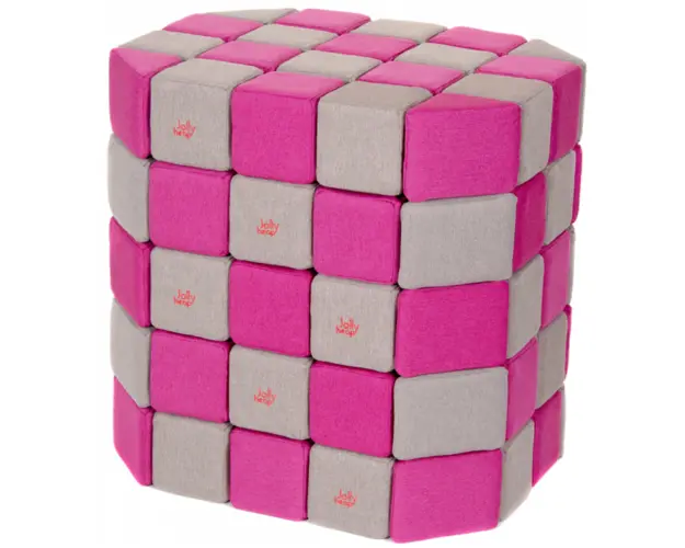 Cuburi Magnetice Basic de joaca, JollyHeap, 100 cuburi, Gri-Roz