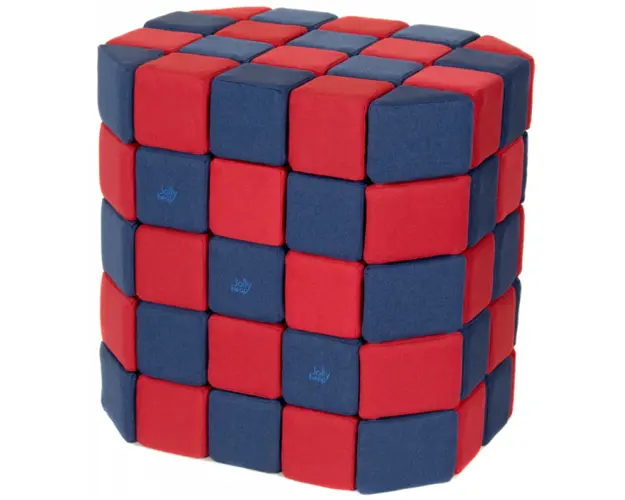 Cuburi Magnetice Basic de joaca, JollyHeap, 100 cuburi, Verde-Albastru