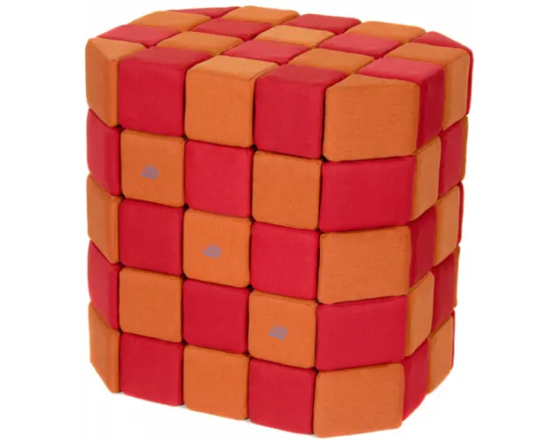 Cuburi Magnetice Basic de joaca, JollyHeap, 100 cuburi, Verde-Portocaliu