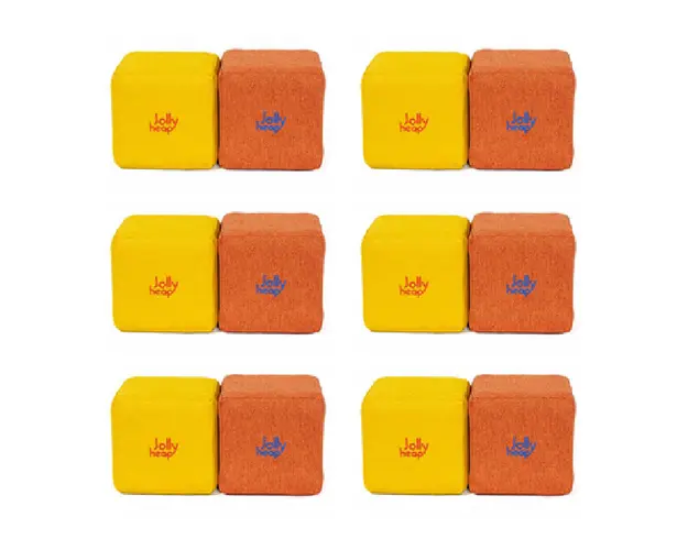 Cuburi Magnetice de constructie, JollyHeap Mini, 24 cuburi, Galben-Portocaliu