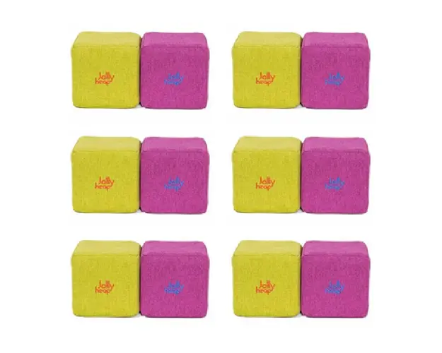 Cuburi Magnetice de constructie, JollyHeap Mini, 24 cuburi, Verde-Roz