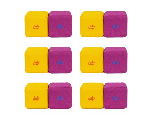 Cuburi Magnetice de constructie, JollyHeap Mini, 24 cuburi, Galben-Roz