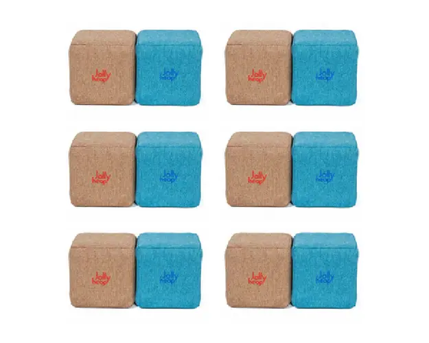 Cuburi Magnetice de constructie, JollyHeap Mini, 24 cuburi, Bej-Bleu