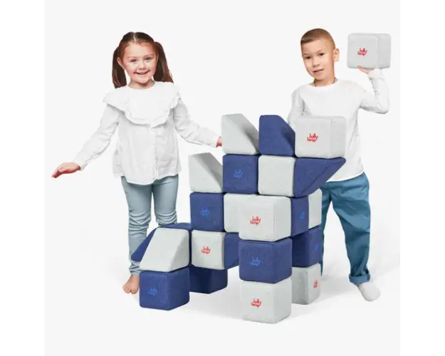 Cuburi Magnetice de constructie, JollyHeap MINI, 24 cuburi, Diverse culori