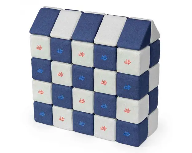 Cuburi Magnetice, JollyHeap Medium, 50 cuburi, Alb Fildes-Albastru