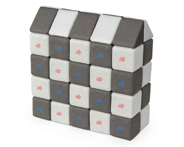 Cuburi Magnetice, JollyHeap Medium, 50 cuburi, Alb Fildes-Gri Inchis