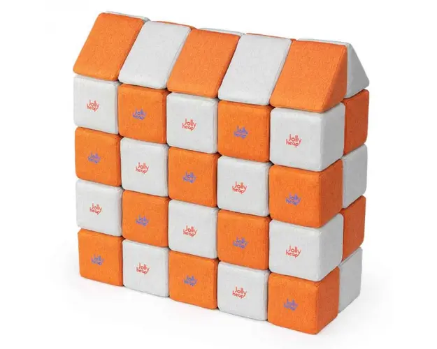 Cuburi Magnetice, JollyHeap Medium, 50 cuburi, Alb Fildes-Portocaliu