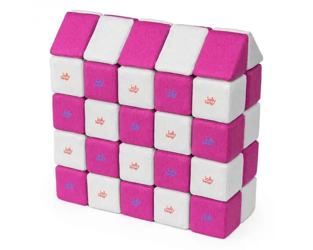 Cuburi Magnetice, JollyHeap Medium, 50 cuburi, Alb Fildes-Roz