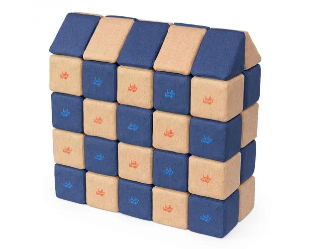 Cuburi Magnetice, JollyHeap Medium, 50 cuburi, Bej-Albastru