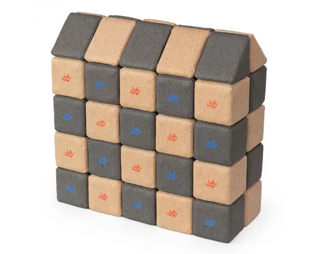 Cuburi Magnetice, JollyHeap Medium, 50 cuburi, Bej-Gri Inchis