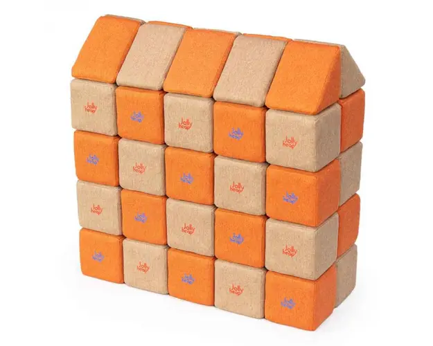 Cuburi Magnetice, JollyHeap Medium, 50 cuburi, Bej-Portocaliu