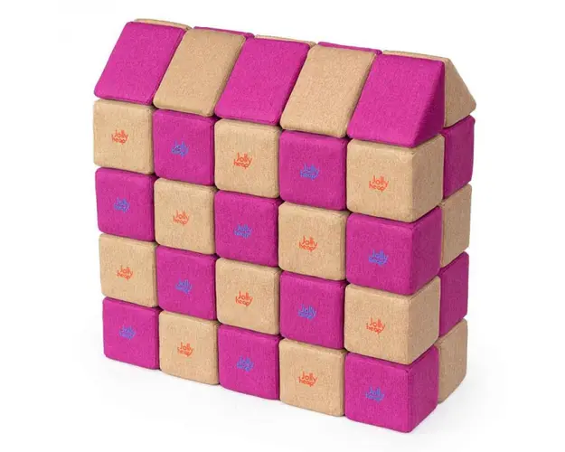 Cuburi Magnetice, JollyHeap Medium, 50 cuburi, Bej-Roz
