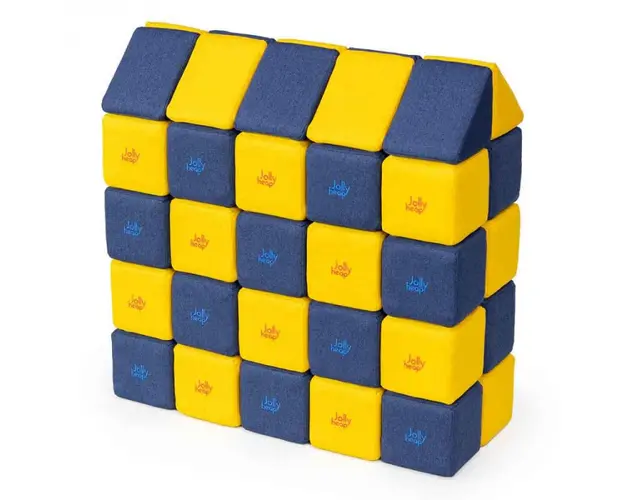 Cuburi Magnetice, JollyHeap Medium, 50 cuburi, Galben-Albastru