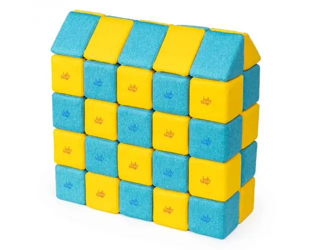 Cuburi Magnetice, JollyHeap Medium, 50 cuburi, Galben-Bleu