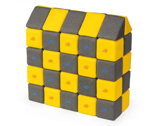 Cuburi Magnetice, JollyHeap Medium, 50 cuburi, Galben-Gri Inchis