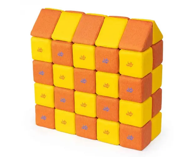 Cuburi Magnetice, JollyHeap Medium, 50 cuburi, Galben-Portocaliu
