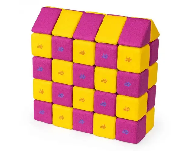 Cuburi Magnetice, JollyHeap Medium, 50 cuburi, Galben-Roz