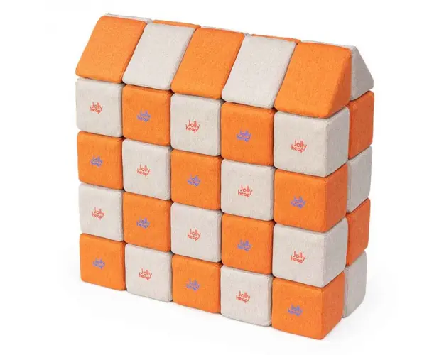 Cuburi Magnetice, JollyHeap Medium, 50 cuburi, Gri-Portocaliu