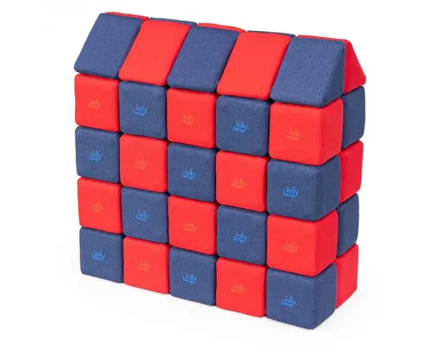 Cuburi Magnetice, JollyHeap Medium, 50 cuburi, Rosu-Albastru