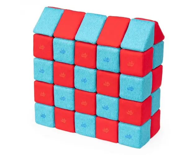 Cuburi Magnetice, JollyHeap Medium, 50 cuburi, Rosu-Bleu