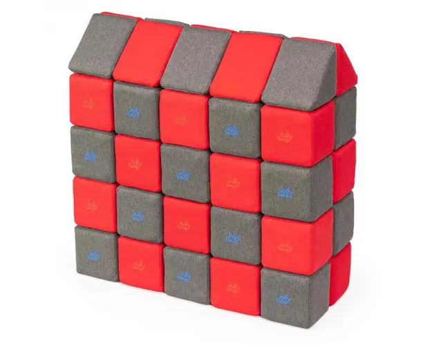 Cuburi Magnetice, JollyHeap Medium, 50 cuburi, Rosu-Gri Inchis