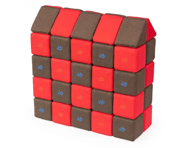 Cuburi Magnetice, JollyHeap Medium, 50 cuburi, Rosu-Maro