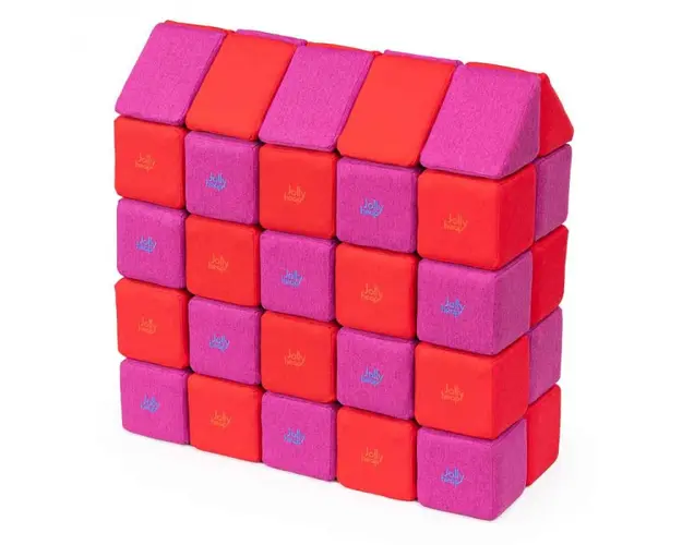 Cuburi Magnetice, JollyHeap Medium, 50 cuburi, Rosu-Roz