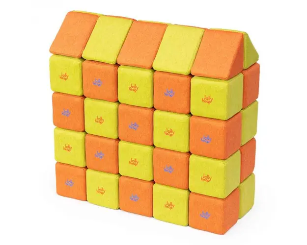 Cuburi Magnetice, JollyHeap Medium, 50 cuburi, Verde-Portocaliu