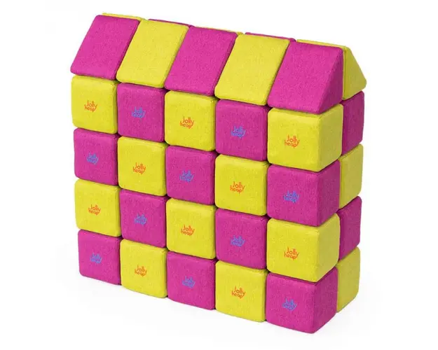 Cuburi Magnetice, JollyHeap Medium, 50 cuburi, Verde-Roz