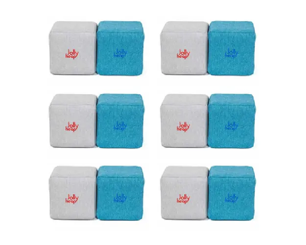 Cuburi Magnetice pentru construit, JollyHeap Pixi, 12 cuburi, Alb Fildes-Bleu