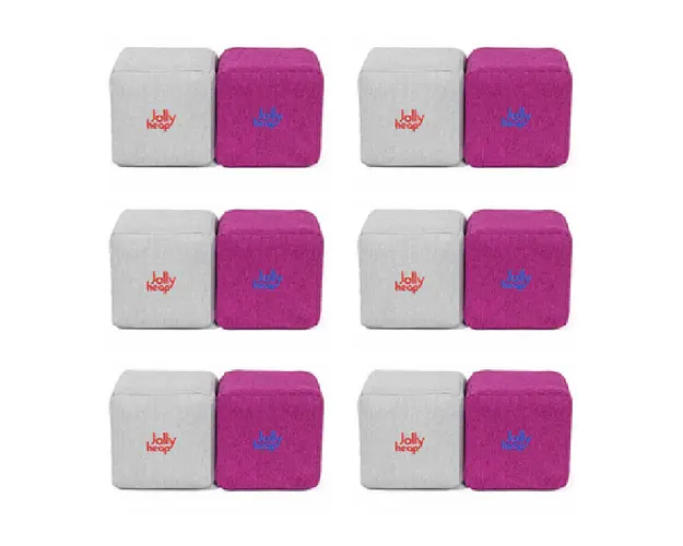 Cuburi Magnetice pentru construit, JollyHeap Pixi, 12 cuburi, Alb Fildes-Roz