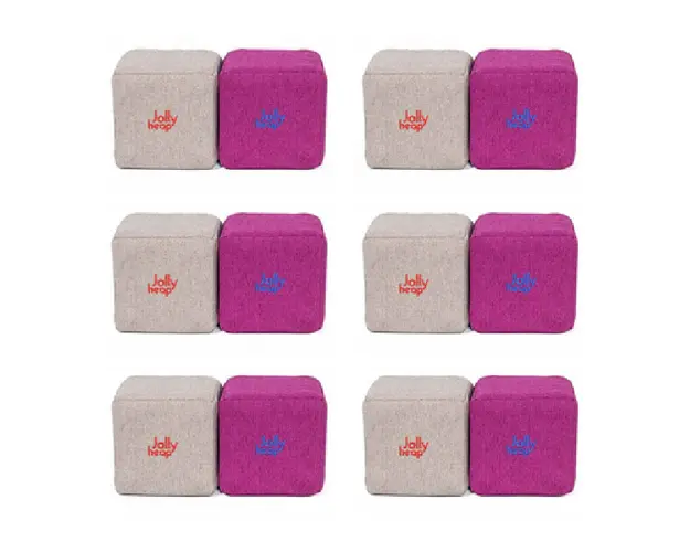 Cuburi Magnetice pentru construit, JollyHeap Pixi, 12 cuburi, Gri-Roz