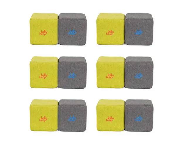 Cuburi Magnetice pentru construit, JollyHeap Pixi, 12 cuburi, Verde-Gri Inchis