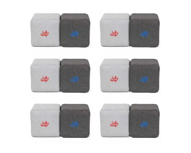 Cuburi Magnetice pentru construit, JollyHeap Pixi, 12 cuburi, Alb Fildes-Gri Inchis
