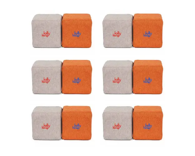 Cuburi Magnetice pentru construit, JollyHeap Pixi, 12 cuburi, Gri-Portocaliu